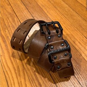 Vintage Diesel brown leather belt Y2K